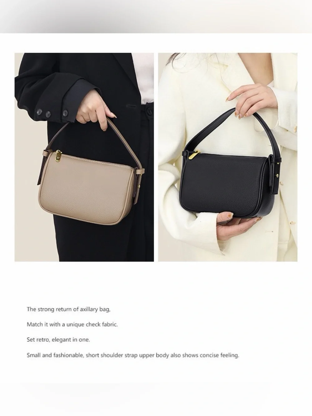 Genuine Leather Crossbody Bag in Khaki- Minimalist Women's Shoulder Bag